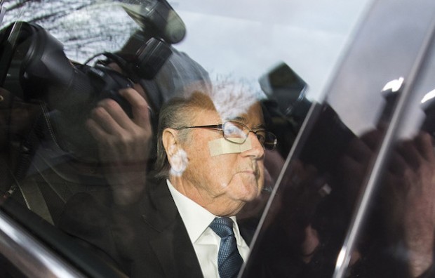 FIFA President Joseph S. Blatter arrives in a car at the FIFA Headquarters "Home of FIFA" in Zurich, Switzerland, Thursday, 17 December 2015. While FIFA President Joseph S. Blatter will appear in person on Thursday before the panel of four judges of the FIFA ethics court, UEFA President Michel Platini plans to boycott his hearing on Friday 18 December. Blatter and Platini were banned for 90 days on 8 October. KEYSTONE/AP