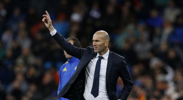 Real Madrid's new head coach Zinedine Zidane gives instructions from the side line during a Spanish La Liga soccer match between Real Madrid and Deportivo Coruna at the Santiago Bernabeu stadium in Madrid, Saturday, Jan. 9, 2016. AP