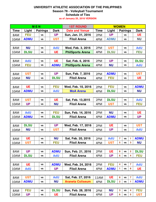 LOOK: UAAP Season 78 women's volleyball schedule | Inquirer Sports