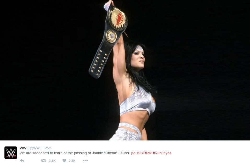 WWE legend Chyna during her days as wrestling champion. SCREENGRAB FROM WWE's TWITTER ACCOUNT