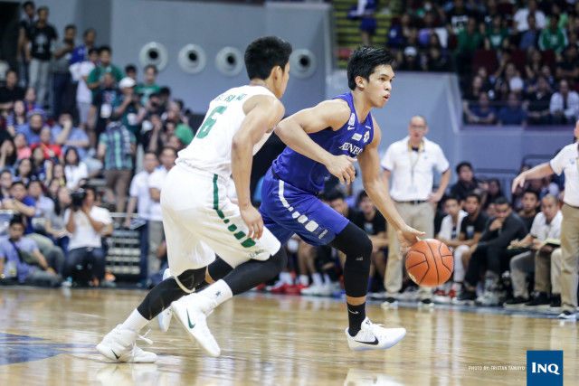 Ateneo's Thirdy Ravena dribbles against La Salle's Kib Montalbo during their game in the UAAP Season 79 men's basketball tournament Sunday, Oct. 2, 2016, at Mall of Asia Arena. Tristan Tamayo/INQUIRER.net