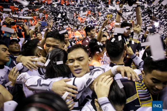 NU Pep Squad celebrates its fourth consecutive UAAP Cheerdance crown. Tristan Tamayo/INQUIRER.net