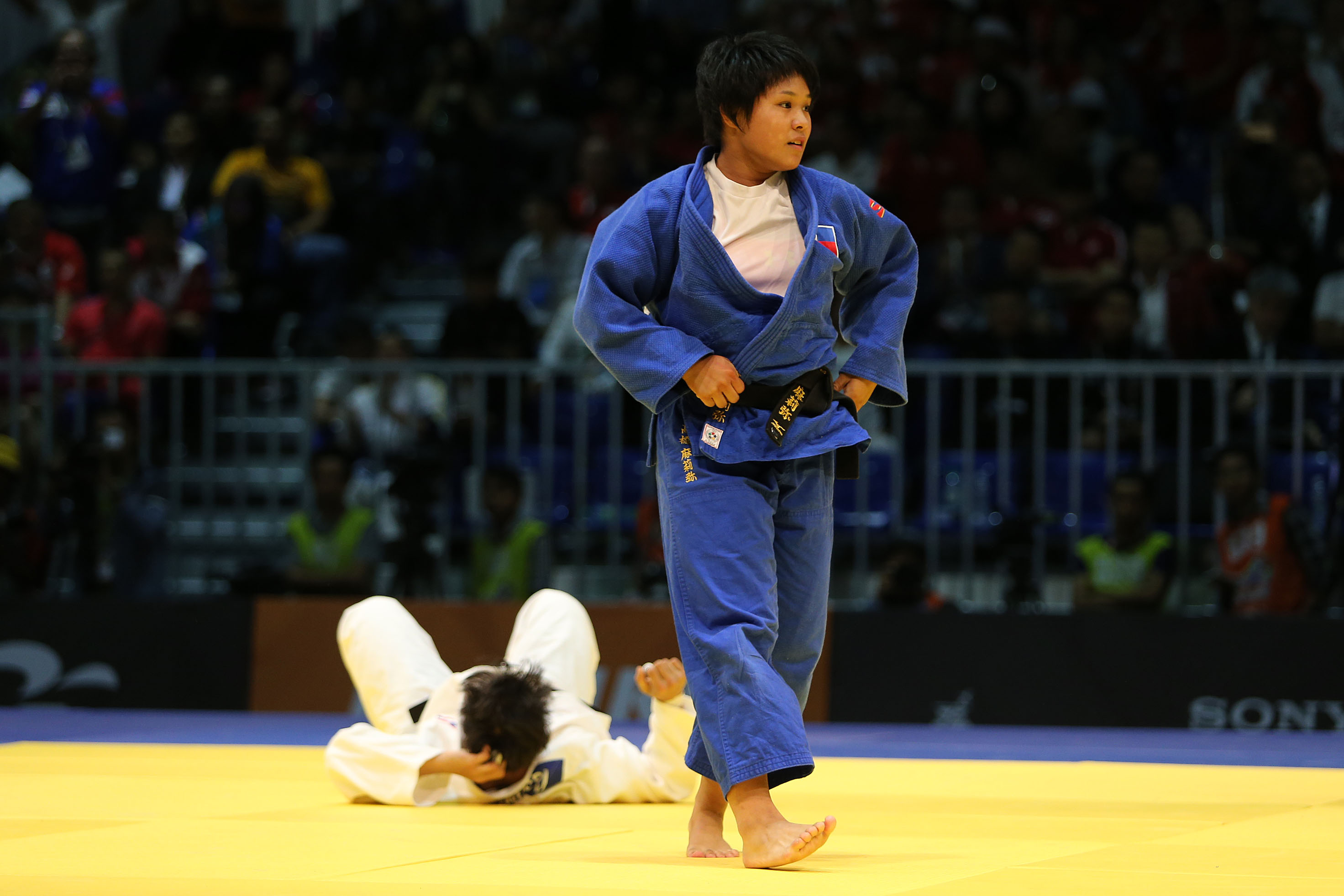 Mariya Takahashi of the Philippines competes against Surattana Thongsri of Thailand in the finals of the women's -70kg class of the 29th Southeast Asian Games judo competition at the Kuala Lumpur Convention Center Hall 5. Takahashi prevailed via ippon in 48 seconds to win the gold medal. CONTRIBUTED PHOTO/SEA GAMES MEDIA POOL