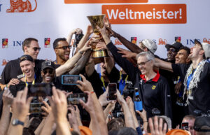 Fans cheer Germany team’s return home after winning Fiba World Cup