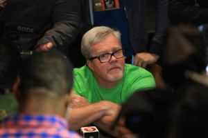 Manny Pacquiao's trainer Freddie Roach talks to journalists two days before the scheduled fight between Pacquiao and Timothy Bradley at MGM Grand Garden in Las Vegas. PHOTO BY REM ZAMORA