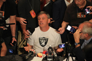 Timothy Bradley's trainer Teddy Atlas talks to reporters at MGM Grand Hotel in Las Vegas, two days before the scheduled fight between Bradley and Manny Pacquiao. PHOTO BY REM ZAMORA