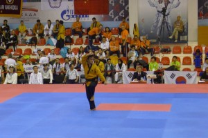 KEUMGANG. Marvin Gabriel displays iron balance in the finals of the junior men’s individual division to nail the first medal won by the Philippines, in an event long considered as one of the toughest categories in world ‘poomsae’ competitions that began in 2006. CONTRIBUTED PHOTO