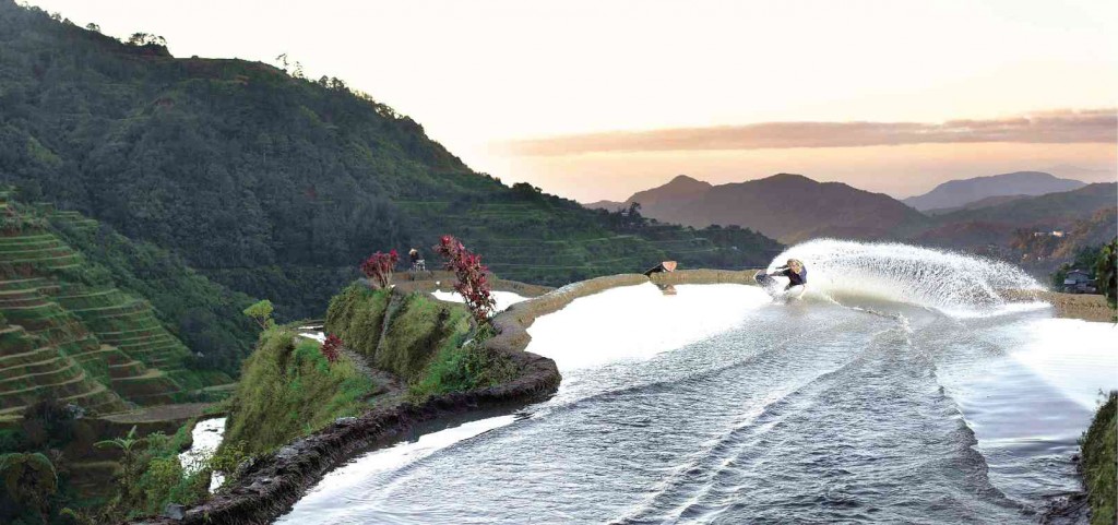 SCENIC WONDER  Drawn by the beauty of the Banaue Rice Terraces on the back of a P1,000 bill, world-renowned wakeskater Brian Grubb conquers the engineering marvel in the Mt. Province, known to Filipinos as the “Eighth Wonder of the World.” DANIEL DEAK BARDOS/CONTRIBUTOR