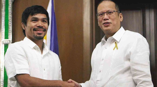  Sarangani Rep. Emmanuel “Manny” Pacquiao pays a courtesy call on President Aquino in Malacañang on Dec. 18. INQUIRER FILE PHOTO