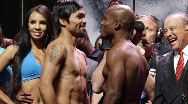 Manny Pacquiao (left) and Timothy Bradley. AP FILE PHOTO