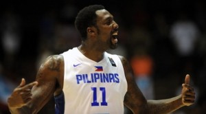 Philippines' centre Andray Blatche gestures during the 2014 FIBA World basketball championships group B match Philippines vs Puerto Rico at the Palacio Municipal de Deportes in Sevilla on September 3, 2014. AFP