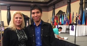 Grandmaster Wesley So with coach Susan Polgar after winning his seventh round game in the Millionaire Open in Las Vegas. So gains a seat in the semifinals and moves up to No.10 in the world, his highest ever. PHOTO BY PAUL TRUONG
