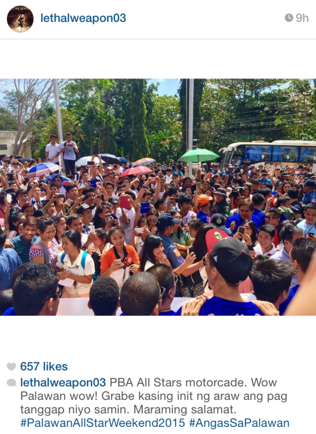 The PBA stars visited Palawan State University. Screengrab from Paul Leee's Instagram account.