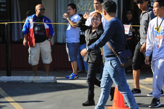 Mommy D with boyfriend Michael Yamson arrives at the vicinity of Wild Card Gym in Hollywood, CA to eat with family members. PHOTO BY REM ZAMORA