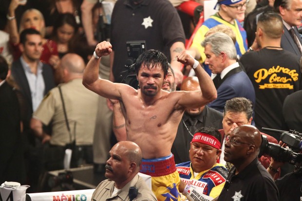 Manny Pacquiao thanks his supporters after his fight with Floyd Mayweather Jr. Mayweather won by unanimous decision. PHOTO BY REM ZAMORA/INQUIRER/See more at FRAME