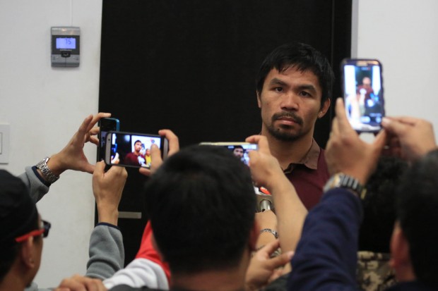 Photographers and writers pose Manny Pacquiao inside his home in Hollywood, CA during an interview on Tuesday, 5 May 2015. PHOTO BY REM ZAMORA/INQUIRER/See more at FRAME