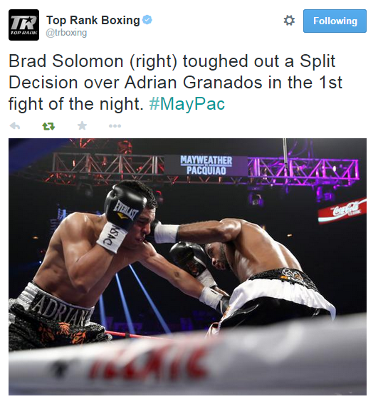 Photo from Top Rank promotions Twitter.