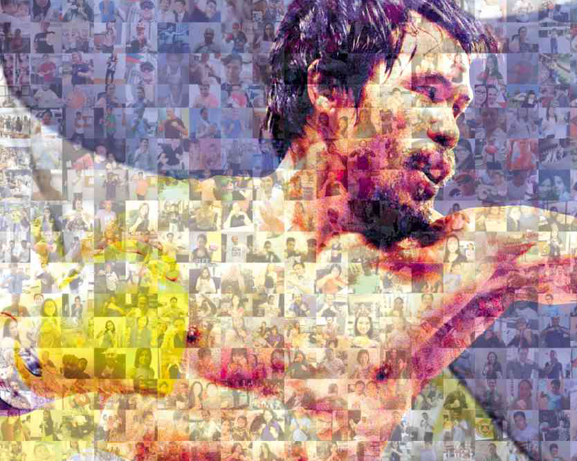  PORTRAIT OF THEIR LOVE  A copy of this image of Manny Pacquiao formed from a collage of 2,000 pictures of his fans was presented to the boxing champion during his visit to the Inquirer on Wednesday. 