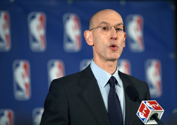 In this April 29, 2014 file photo, NBA Commissioner Adam Silver holds a press conference in New York. Sporting goods giant Nike reached an eight-year deal June 10, 2015 to become the exclusive on-court apparel provider for the NBA. The contract takes effect in the 2017-2018 season, replacing a deal between the National Basketball Association and Adidas, which expires after the 2016-2017 season. "This partnership with Nike represents a new paradigm in the structure of our global merchandising business," said Silver. AFP FILE PHOTO