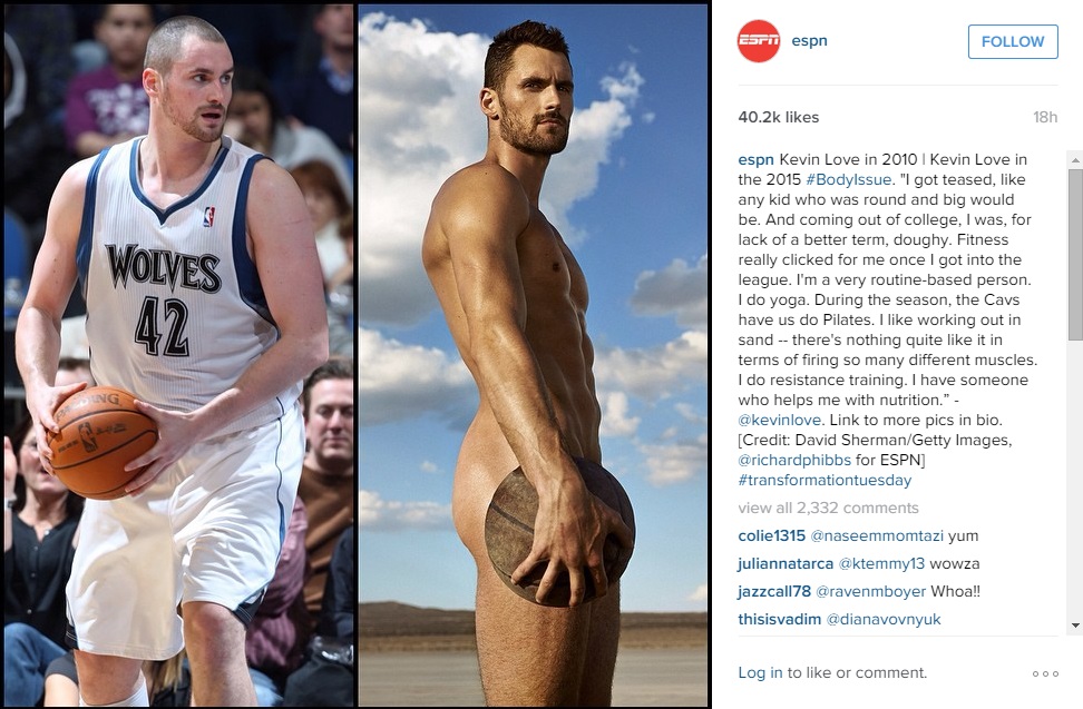 Kevin Love Goes Naked For ESPN's Body Issue, Talks About Struggles with  Weight
