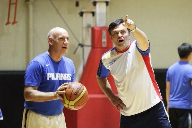 National team coaches Alex Compton and Tab Baldwin. Photo by Tristan Tamayo/INQUIRER.net