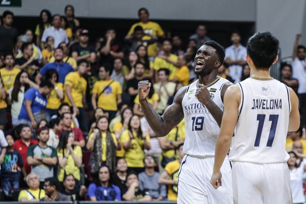 Alfred Aroga nailed the game-winning basket in National University's 55-54 win over UST Saturday at Mall of Asia Arena. Tristan Tamayo/INQUIRER.net