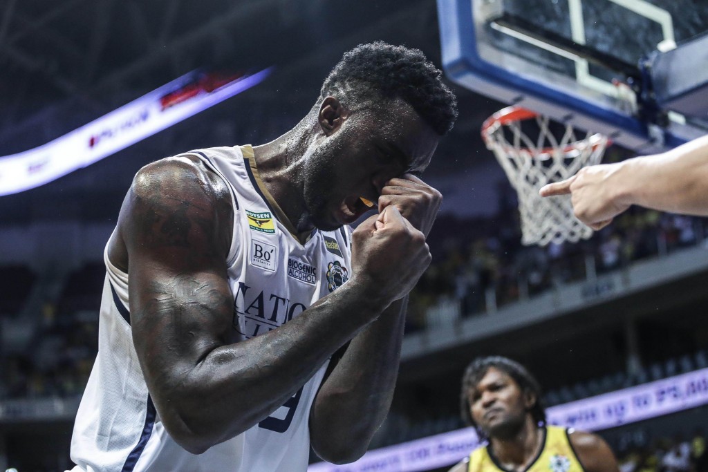 Despite great games from the Cameroonian center, Aroga admits he has yet to find his identity this season. Photo by Tristan Tamayo/INQUIRER.net 