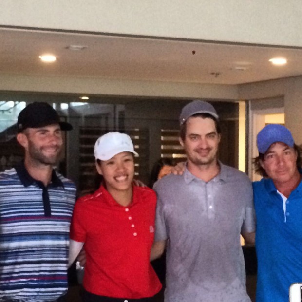 Members of American band Maroon 5 play golf at Manila Golf Club. CONTRIBUTED PHOTO