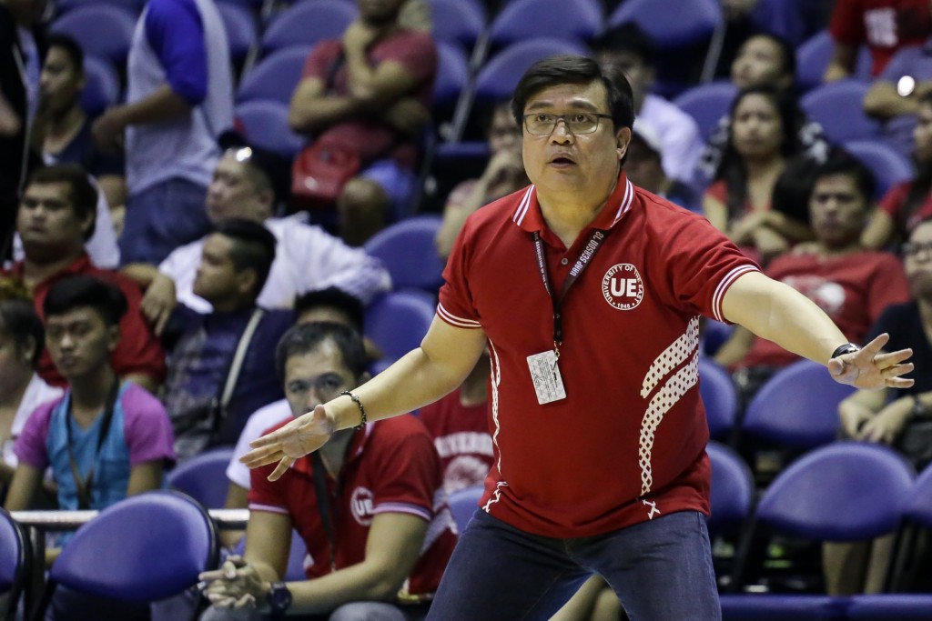 UE head coach Derrick Pumaren. Photo by Tristan Tamayo/INQUIRER.net 