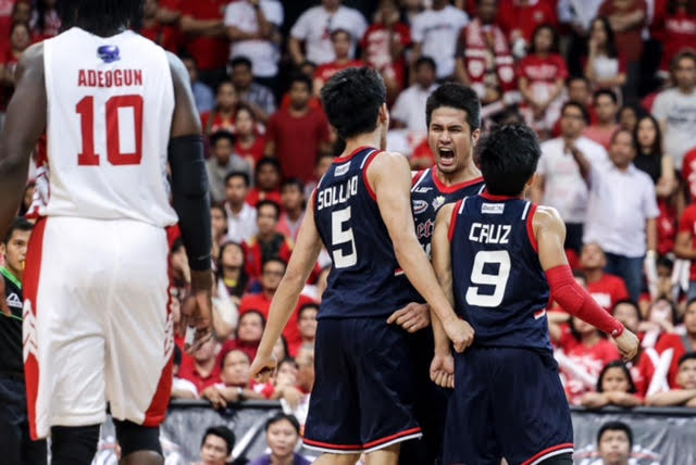 Three key guys for Letran Knights--Kevin Racal, Mark Cruz and  Jom Sollano. Photo by Tristan Tamayo/INQUIRER.net  