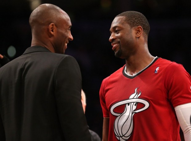 Dwyane Wade #3 of the Miami Heat and Kobe Bryant #24 of the Los Angeles Lakers.  Stephen Dunn/Getty Images/AFP