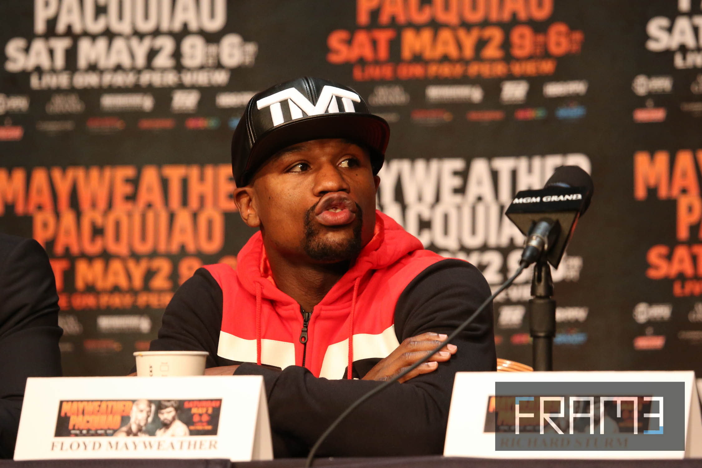 FLoyd Mayweather Jr. during the final press conference held at the KA Theatre in MGM Grand, Las Vegas Nevada on Wednesday, 29 April 2015. PHOTO BY REM ZAMORA