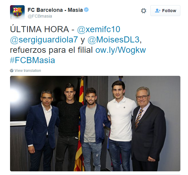 Sergi Guardiola (second to the right). SCREENGRAB from FC Barcelona Twitter.