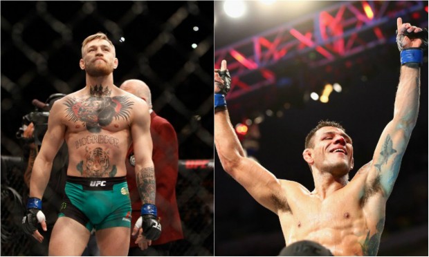 Conor McGregor (left) and Rafael dos Anjos. Photo by Tristan Tamayo/INQUIRER.net