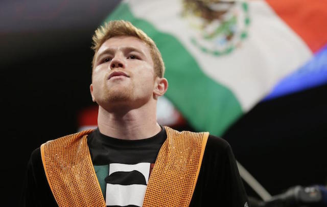 Canelo Alvarez, of Mexico, enters the ring prior to his super welterweight fight against Erislandy Lara, Saturday, July 12, 2014, in Las Vegas. AP