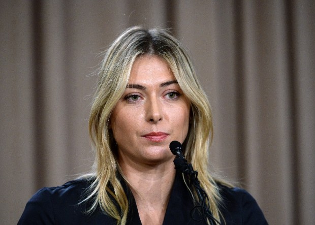 LOS ANGELES, CA - MARCH 7: Tennis player Maria Sharapova addresses the media regarding a failed drug test at the Australian Open at The LA Hotel Downtown on March 7, 2016 in Los Angeles, California. Sharapova, a five-time major champion, is currently the 7th ranked player on the WTA tour. Sharapova, withdrew from this weekÂs BNP Paribas Open at Indian Wells due to injury.   Kevork Djansezian/Getty Images/AFP