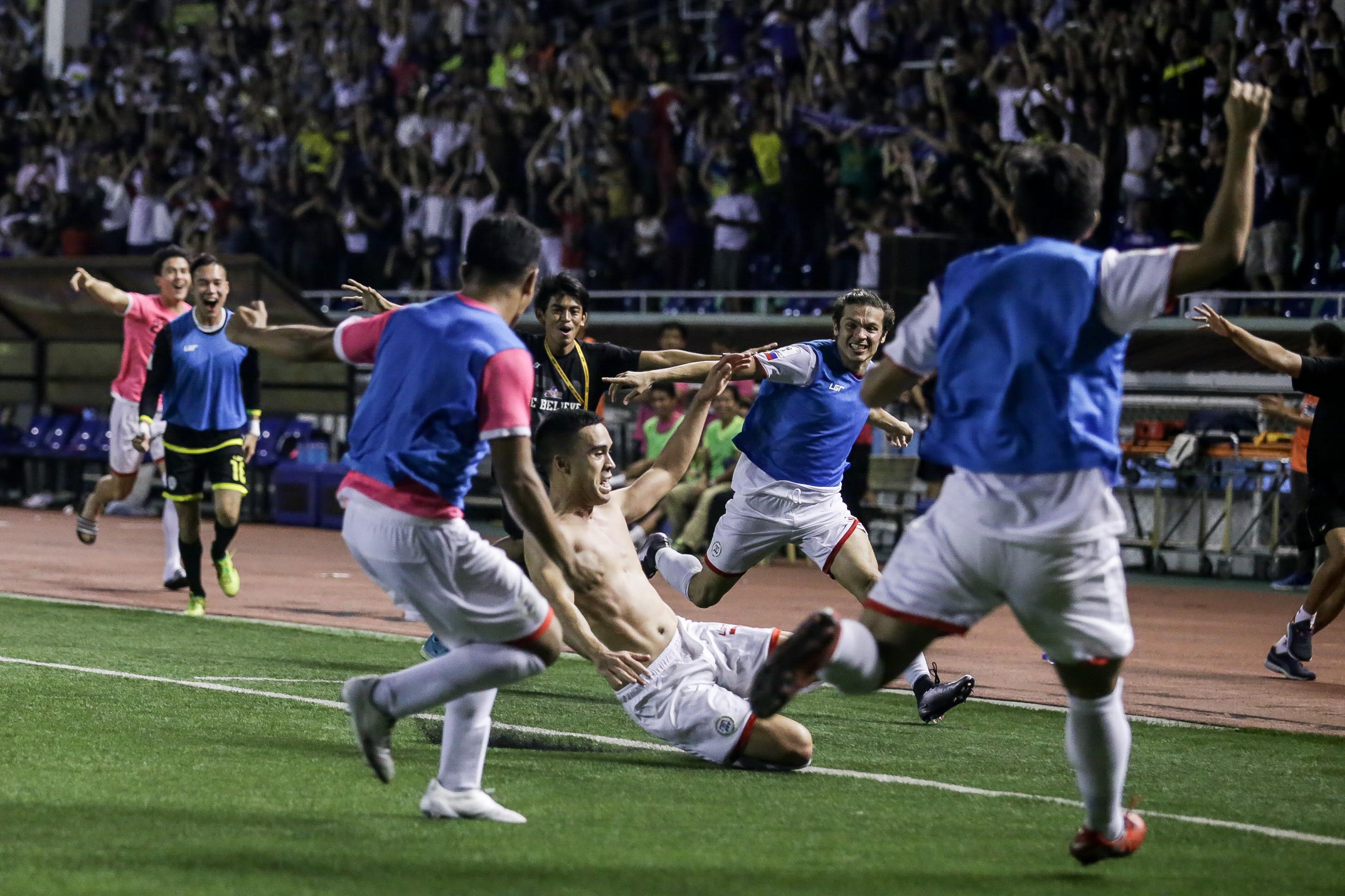 Philippine Azkals celebrate victory over North Korea. Photo by Tristan Tamayo/INQUIRER.net
