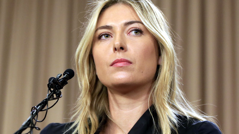 Tennis star Maria Sharapova speaks during a news conference in Los Angeles on Monday, March 7, 2016. Sharapova says she has failed a drug test at the Australian Open. (AP Photo/Damian Dovarganes)