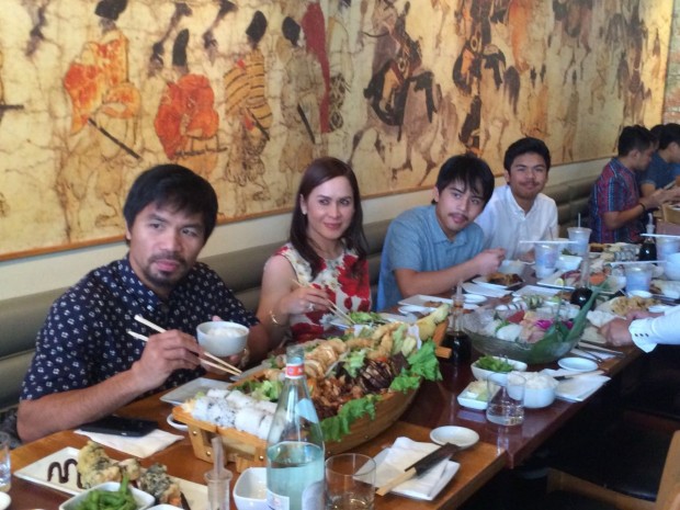 Manny and Jinkee Pacquiao and children Jimuel and Michael enjoying Sunday lunch at Kabuki Japanese Restaurant. Roy Luarca 
