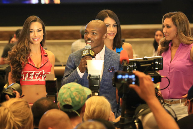 Timothy Bradley Jr. arrives at the MGM Grand Main Lobby Area on Tuesday, April 5, 2016. Bradley is scheduled to fight Manny Pacquiao for the third time on Saturday (Sunday, Manila time)     PHOTO BY REM ZAMORA