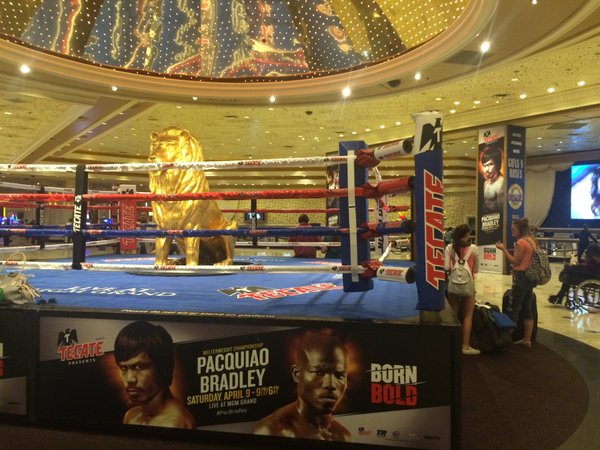 MGM Grand ready for grand arrival of Manny Pacquiao and Tim Bradley Tuesday. Photo by Roy Luarca