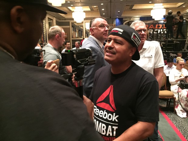 Trainer Robert Garcia at the NoTrump undercard presser at MGM Grand Thursday. Photo by Tristan Tamayo/INQUIRER.net