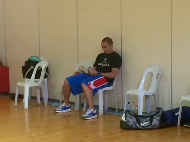 Paul Lee waiting at the sidelines during Gilas Pilipinas practice on Tuesday. Photo by Randolph Leongson/INQUIRER