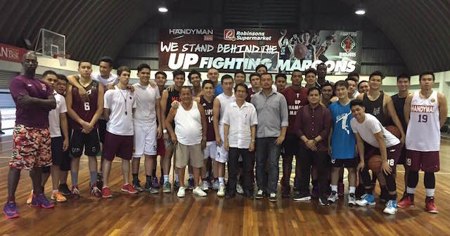 The UP Fighting Maroons pose for a photo with their new coach Bo Perasol. CONTRIBUTED PHOTO