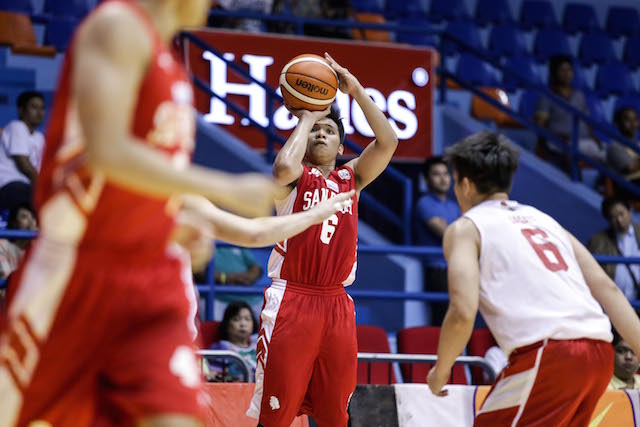 AC Soberano of San Beda shoots a jumper against University of the East. Tristan Tamayo/INQUIRER.net