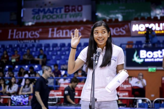 Alyssa Valdez, left, and Jeffrey Jimenez during the opening of the 13th season of the Shakey's V-League. Tristan Tamayo/INQUIRER.net
