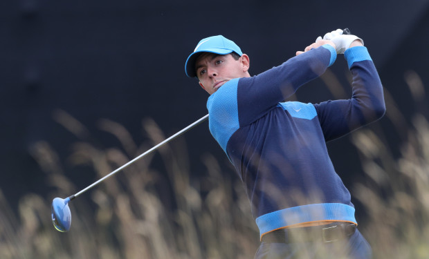 Rory McIlroy of Northern Ireland hits his tee shot off the 15th tee during a practice round for the British Open Golf Championships at the Royal Troon Golf Club in Troon, Scotland, Tuesday, July 12, 2016. (AP Photo/Peter Morrison)