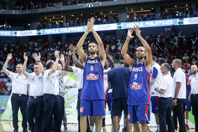 France earns the final ticket to the Rio Olympics after beating Canada, 83-74, in the final of the Fiba Olympic qualifying tournament in Manila on Sunday night, July 10, 2016, at Mall of Asia Arena. Tristan Tamayo/INQUIRER.net