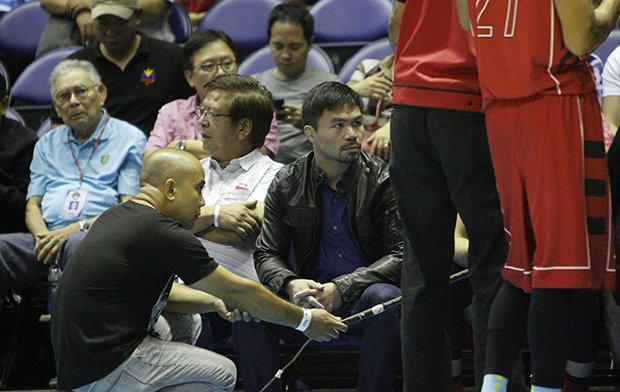 Manny Pacquiao attends a PBA game Wednesday. PBA 