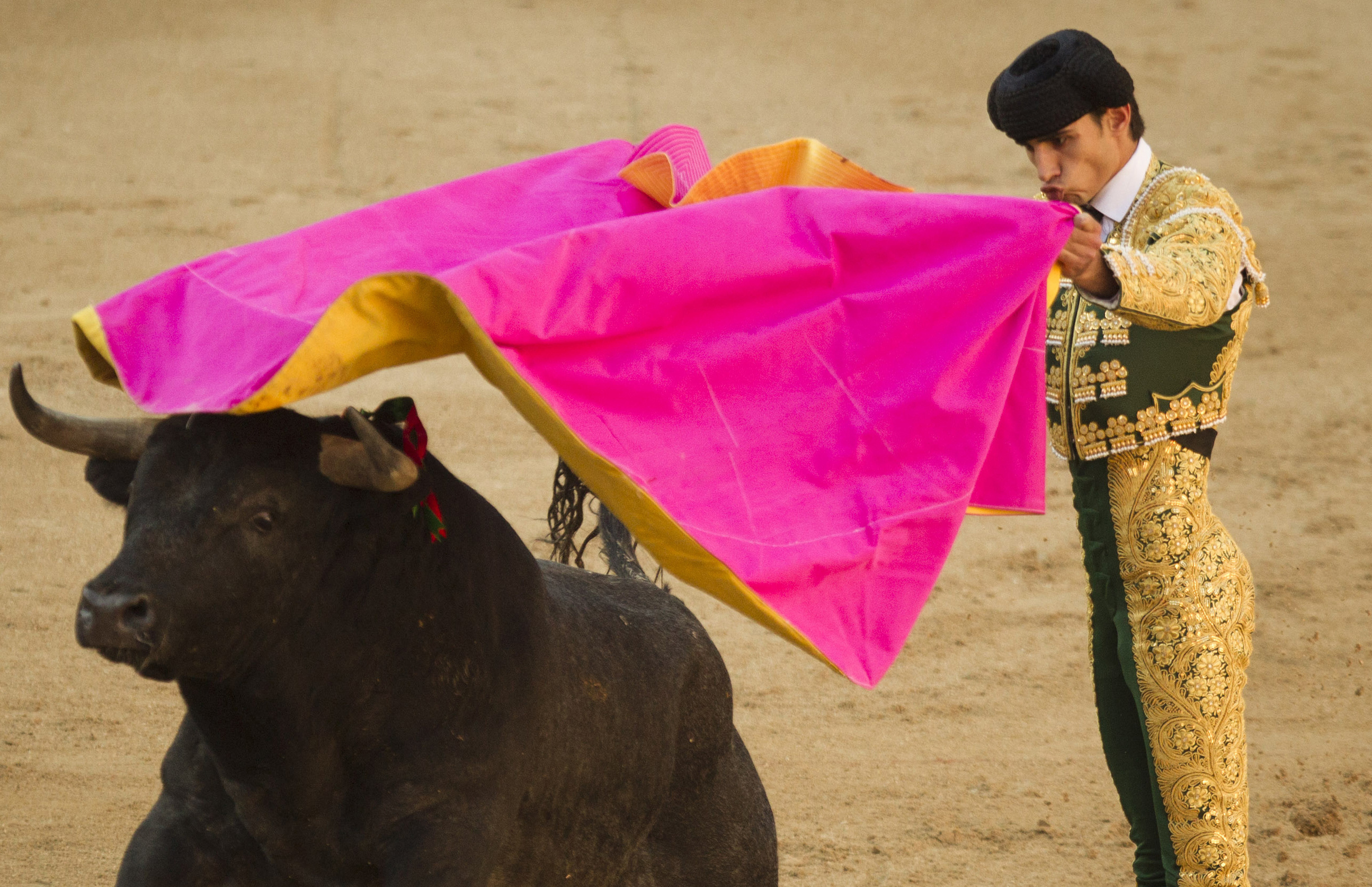 In this May 16, 2011 file photo, Spanish bullfighter Victor Barrio performs during a bullfight of the San Isidro's fair at the Las Ventas Bullring in Madrid.  AP